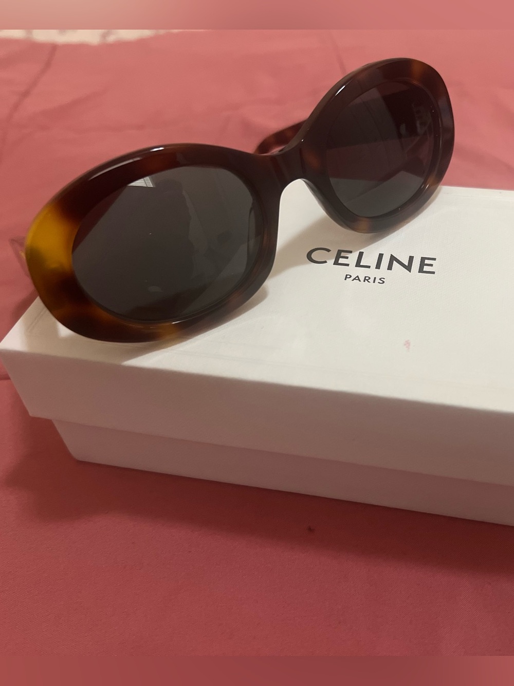 Celine Triomphe Round Tortoiseshell Sunglasses - Dark Brown Lenses